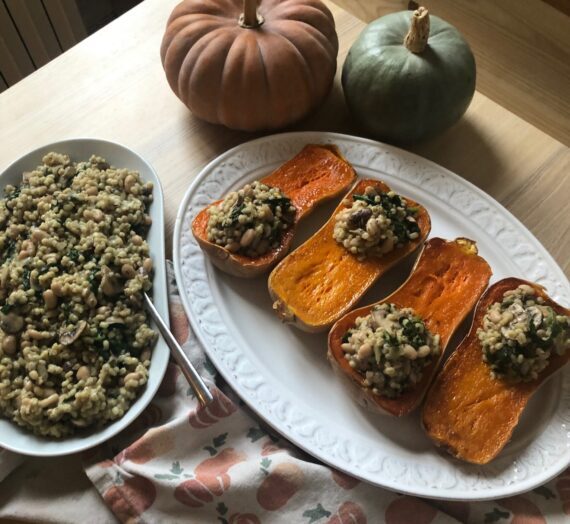 Courge Butternut Farcie au Risotto d’Orge et Champignons // Stuffed Butternut Squash with Barley Risotto and Mushrooms
