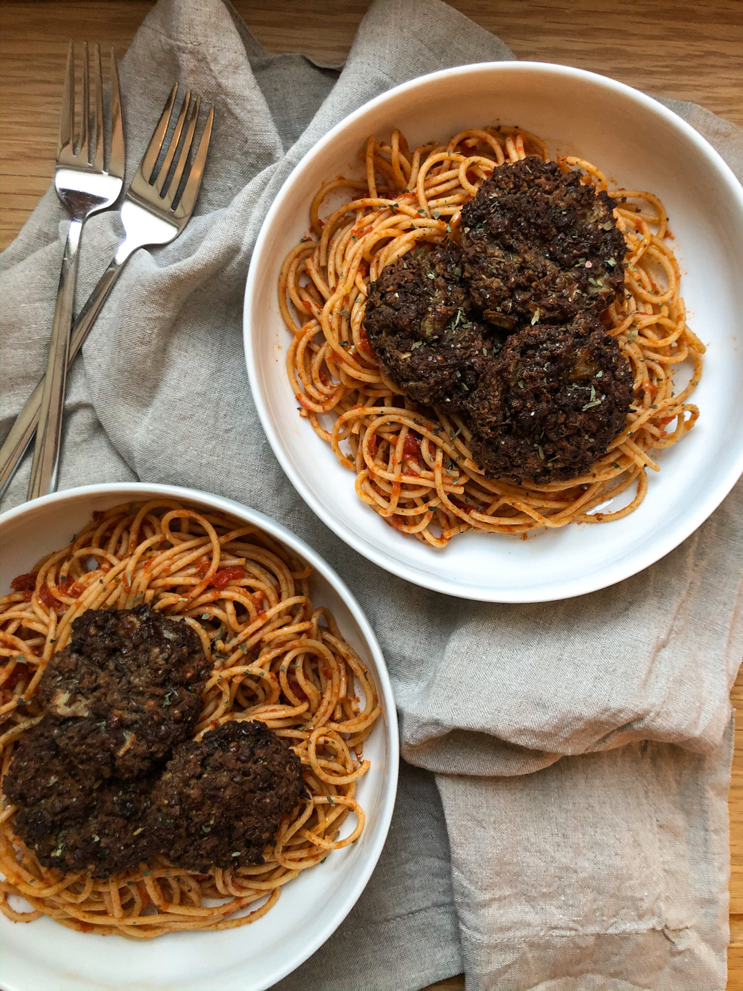 Lentil "meatballs" with spaghetti